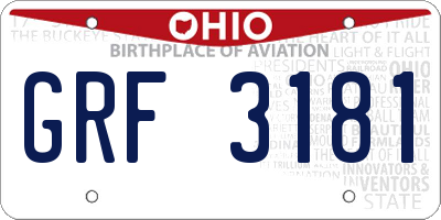 OH license plate GRF3181