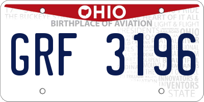 OH license plate GRF3196