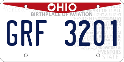 OH license plate GRF3201