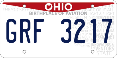 OH license plate GRF3217