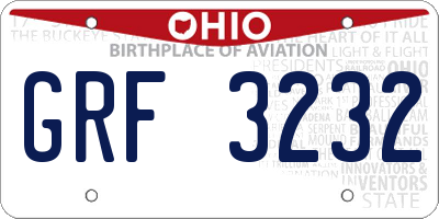 OH license plate GRF3232