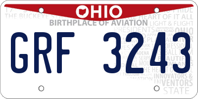 OH license plate GRF3243