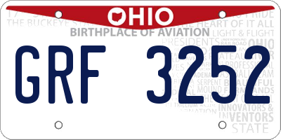 OH license plate GRF3252