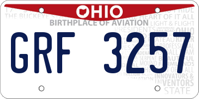 OH license plate GRF3257