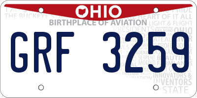 OH license plate GRF3259
