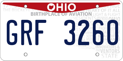 OH license plate GRF3260
