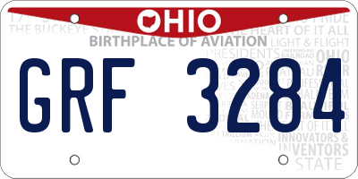 OH license plate GRF3284
