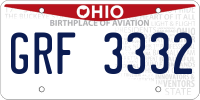 OH license plate GRF3332