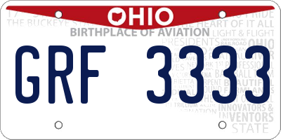 OH license plate GRF3333