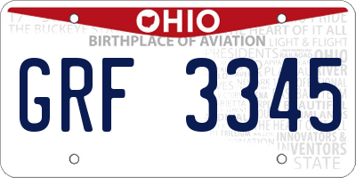 OH license plate GRF3345