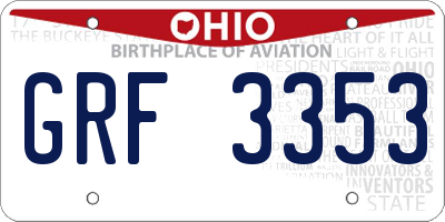 OH license plate GRF3353