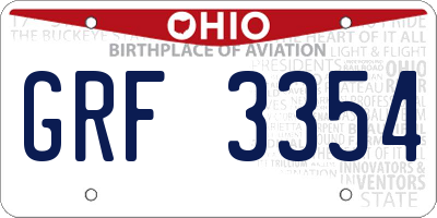 OH license plate GRF3354