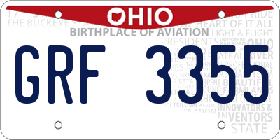 OH license plate GRF3355