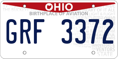 OH license plate GRF3372