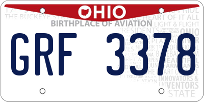OH license plate GRF3378