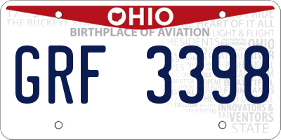 OH license plate GRF3398