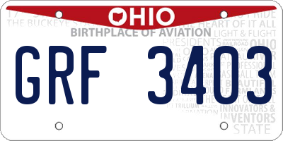 OH license plate GRF3403