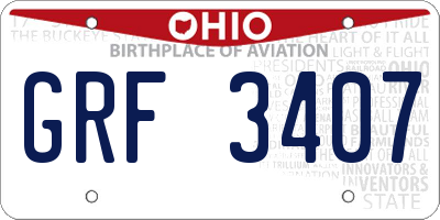 OH license plate GRF3407