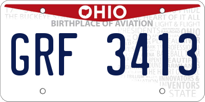 OH license plate GRF3413