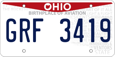 OH license plate GRF3419