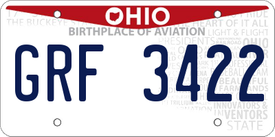 OH license plate GRF3422