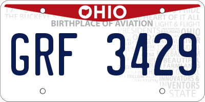 OH license plate GRF3429