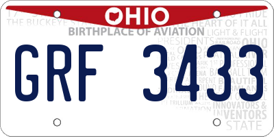 OH license plate GRF3433