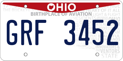 OH license plate GRF3452