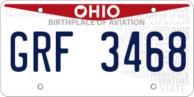 OH license plate GRF3468
