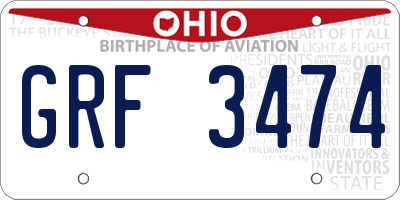 OH license plate GRF3474