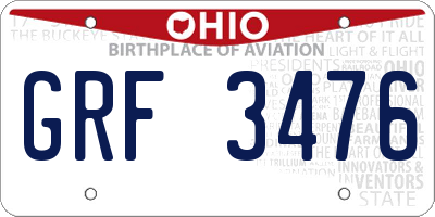 OH license plate GRF3476