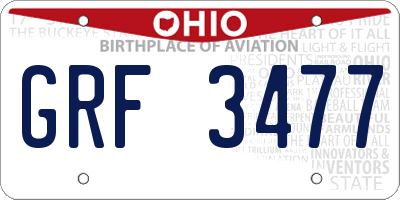 OH license plate GRF3477