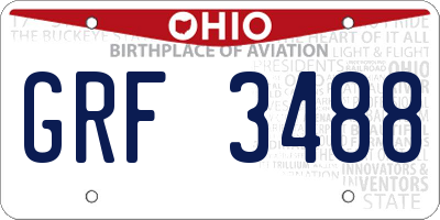 OH license plate GRF3488