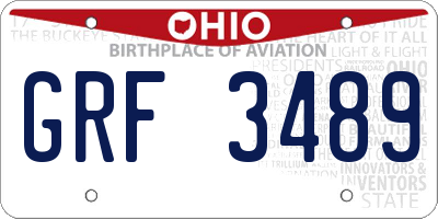 OH license plate GRF3489