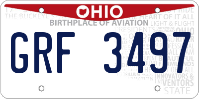 OH license plate GRF3497