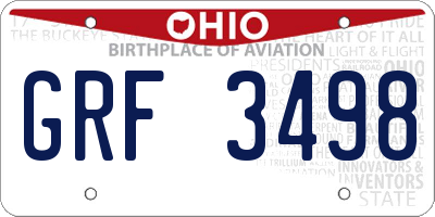 OH license plate GRF3498