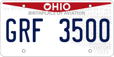 OH license plate GRF3500