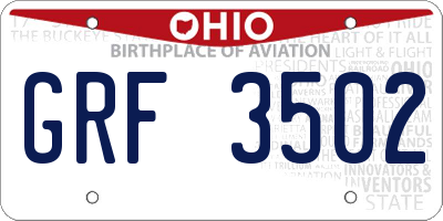 OH license plate GRF3502
