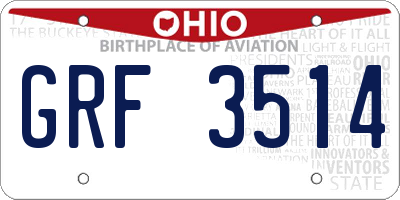 OH license plate GRF3514