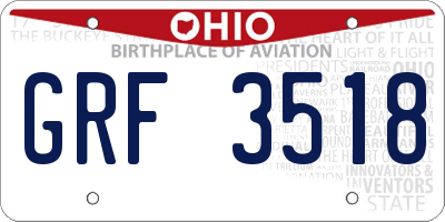 OH license plate GRF3518