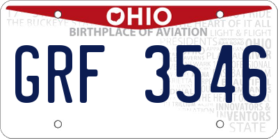 OH license plate GRF3546