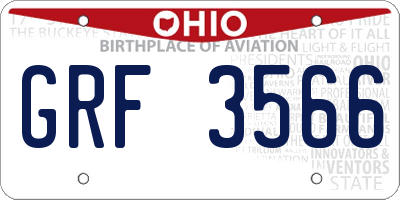 OH license plate GRF3566