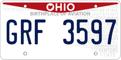 OH license plate GRF3597