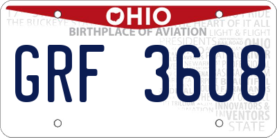 OH license plate GRF3608