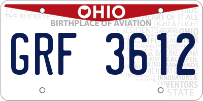 OH license plate GRF3612
