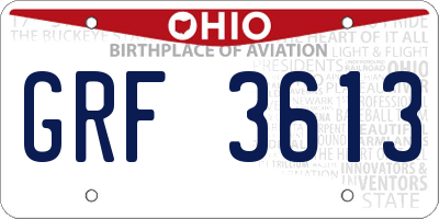 OH license plate GRF3613