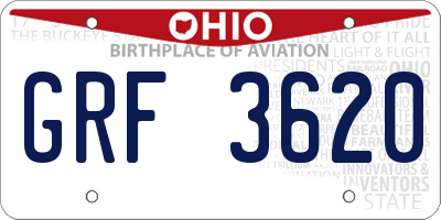 OH license plate GRF3620