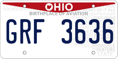 OH license plate GRF3636