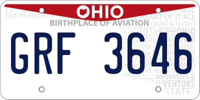 OH license plate GRF3646