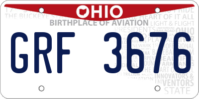 OH license plate GRF3676